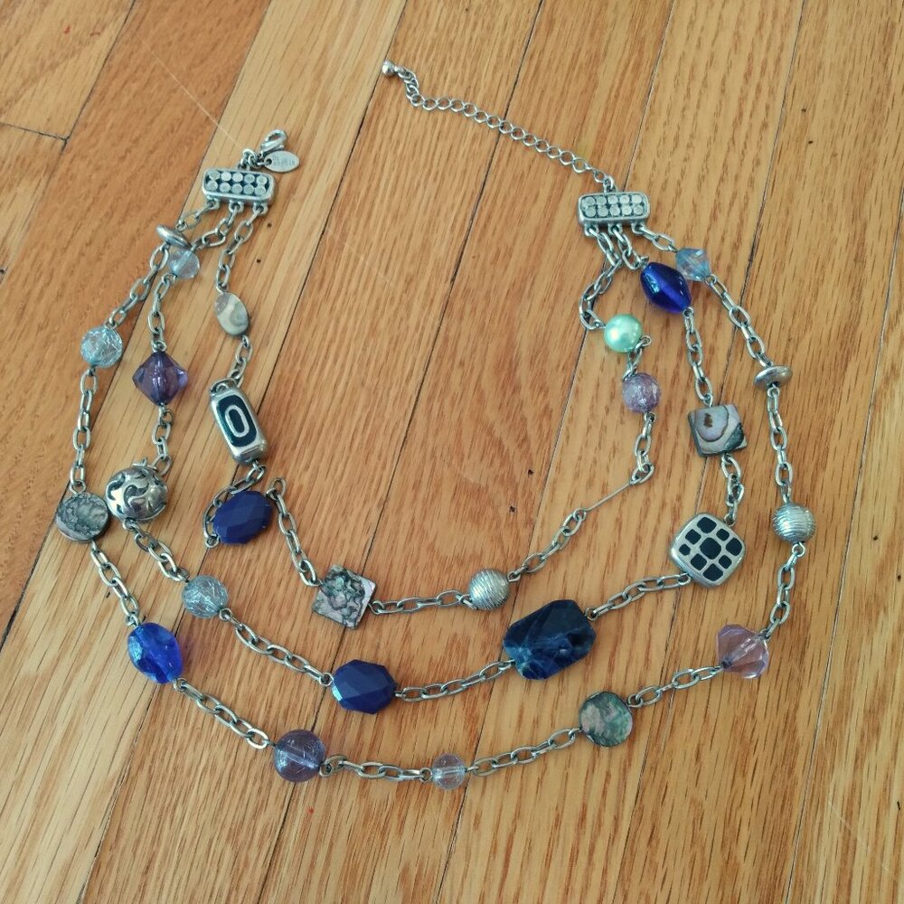 Lia Sophia Carnivale Necklace Genuine Abalone Sodalite Glass Resin Beads